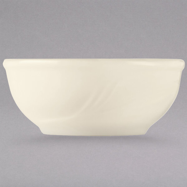 A white Libbey China oatmeal bowl.