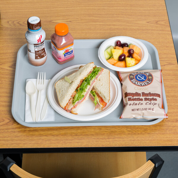 Choice 14" x 18" Gray Plastic Fast Food Tray