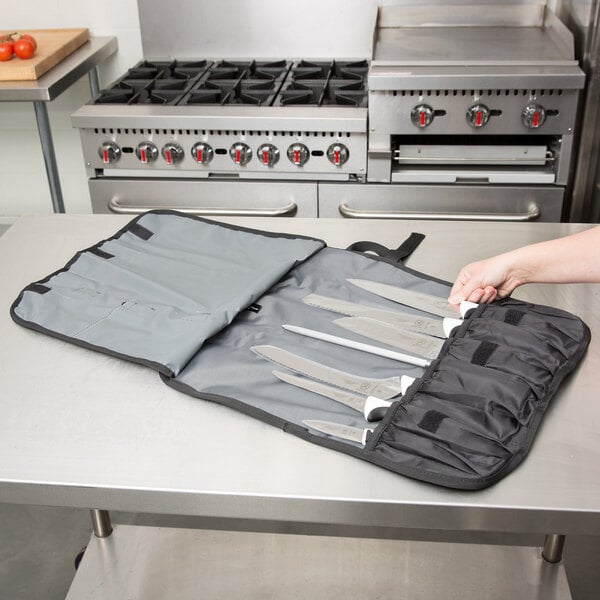 Mercer Culinary M21821WH Millennia® 8Piece White Handled Knife Roll Set