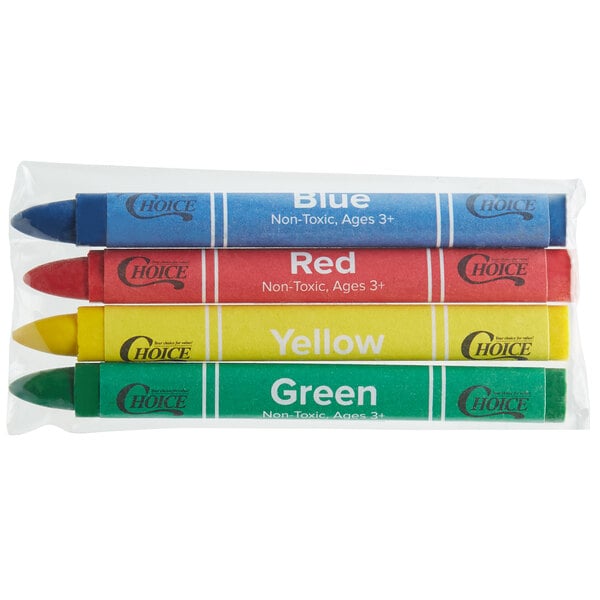 Choice 4 Pack Triangular Kids' Restaurant Crayons in Cello Wrap