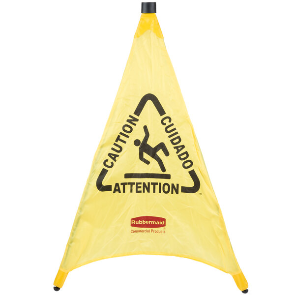 Rubbermaid FG9S0000YEL Multi-Lingual "Caution" Wet Floor Pop-Up Floor – Jean's Restaurant Supply