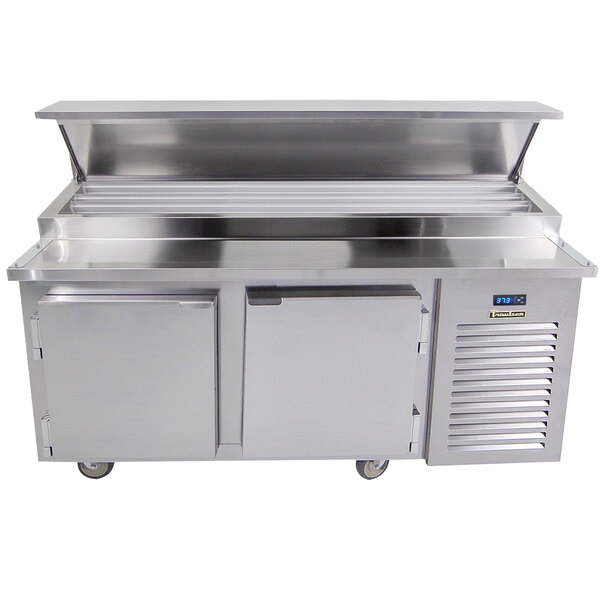 Traulsen TB065SL3S 65" 2 Door Refrigerated Pizza Prep Table with 3 Pan Rails