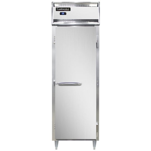 A white Continental pass-through refrigerator with a solid door.