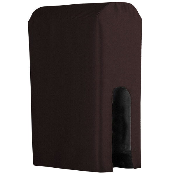 A black Snap Drape Wyndham polyester beverage dispenser cover.