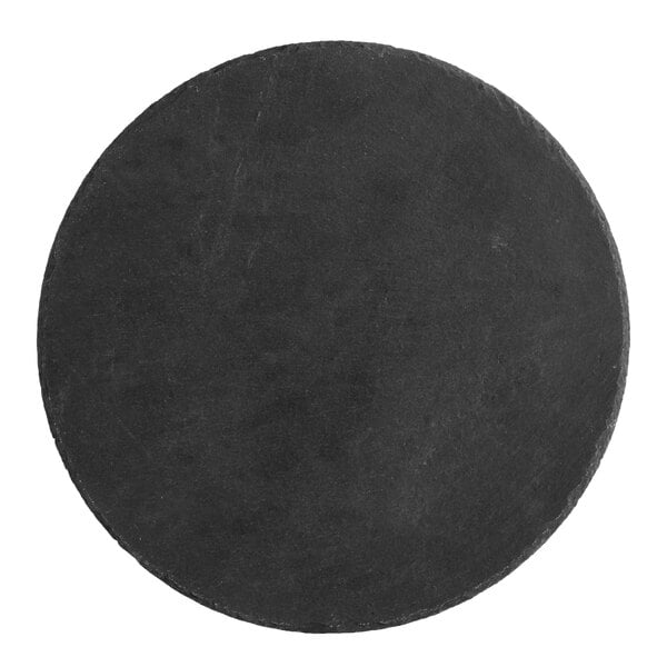 A round black slate tray.