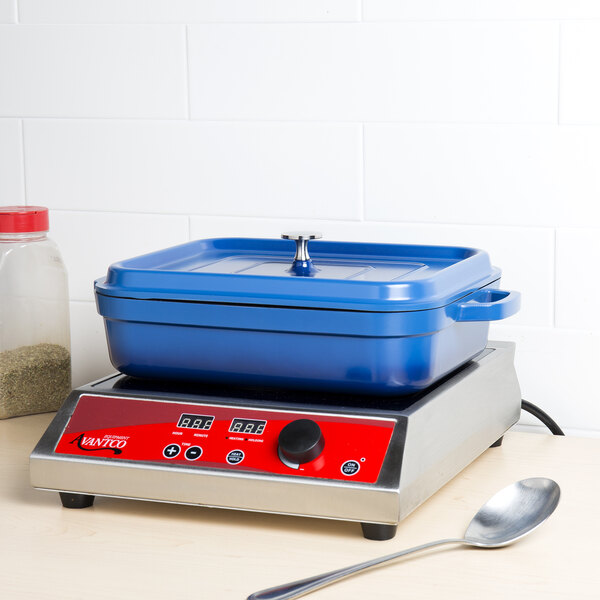 GET Heiss 5 Qt. Cobalt Blue Enamel Coated Cast Aluminum Roasting Pan