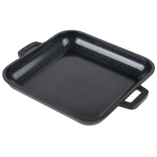 GET CA104BK/BK Heiss 10 oz. Black Enamel Coated Cast Aluminum Mini Square Coated Cast Aluminum