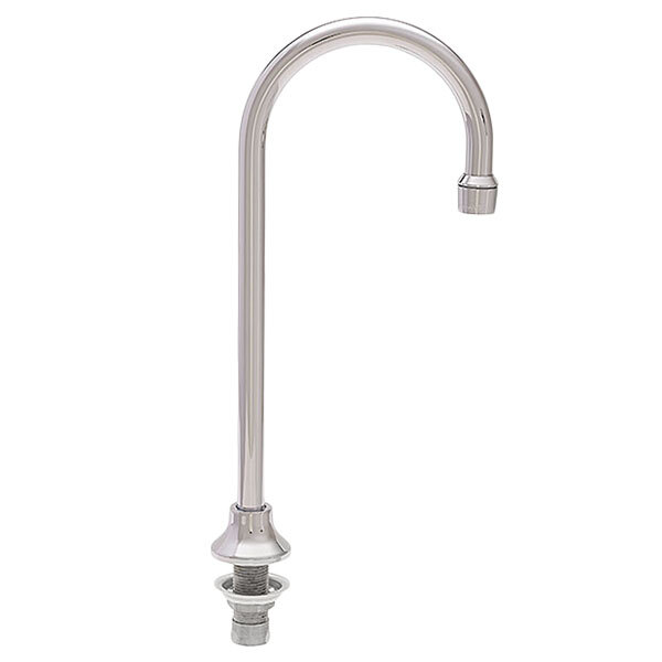 A silver Fisher deck-mounted faucet with a swivel gooseneck nozzle.