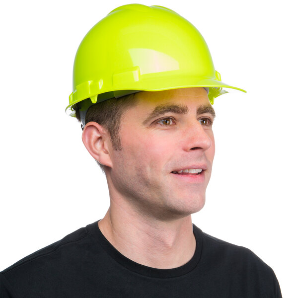 Cordova Duo Safety Hi-Vis Green Cap Style Hard Hat with 6-Point Ratchet Suspension