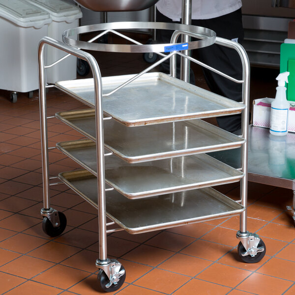 Vollrath 79002 Stainless Steel Mobile Mixing Bowl Stand with Tray Slides for 30 Qt. Bowl