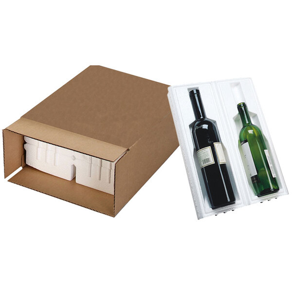Polar Tech Safeway 2 Bottle Wine / Champagne Shipper Box - 11 1/2" x 5 3/8" x 15 15/16"