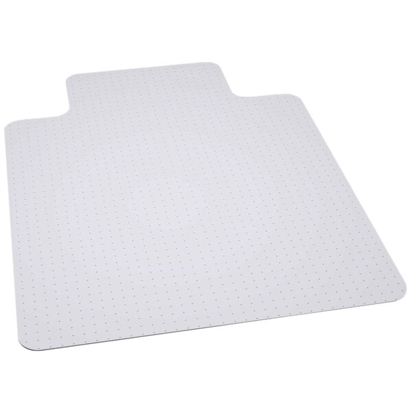 A white clear vinyl office chair mat with dots.
