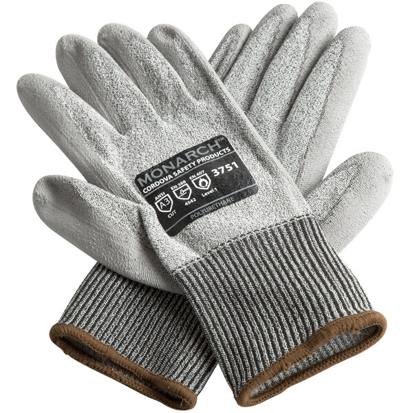 Cordova Monarch Gray Engineered Fiber Cut Resistant Gloves with Gray Polyurethane Palm Coating - Extra Large