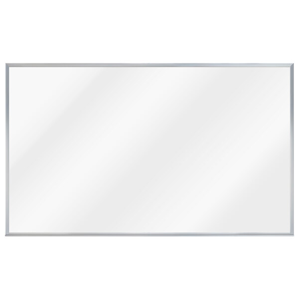 A white rectangular Aarco whiteboard with a silver frame.
