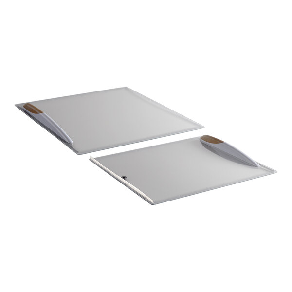 A set of two clear glass lids designed for Avantco ADC-8 and ADC-GEL-9 series appliances.