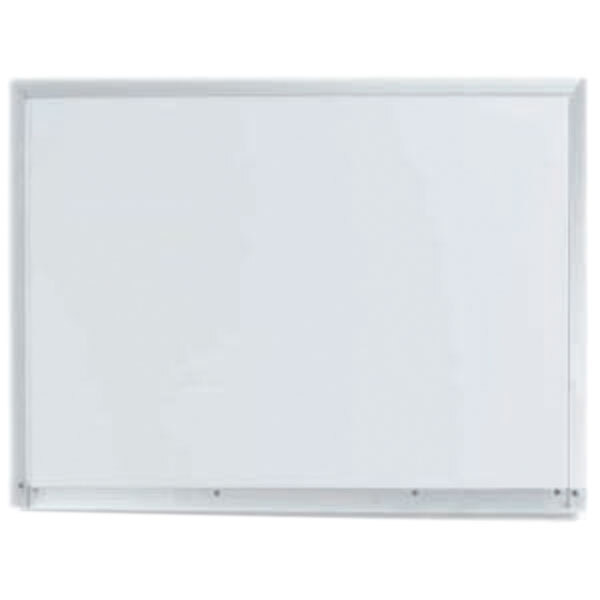 A white Aarco magnetic markerboard with an aluminum frame.