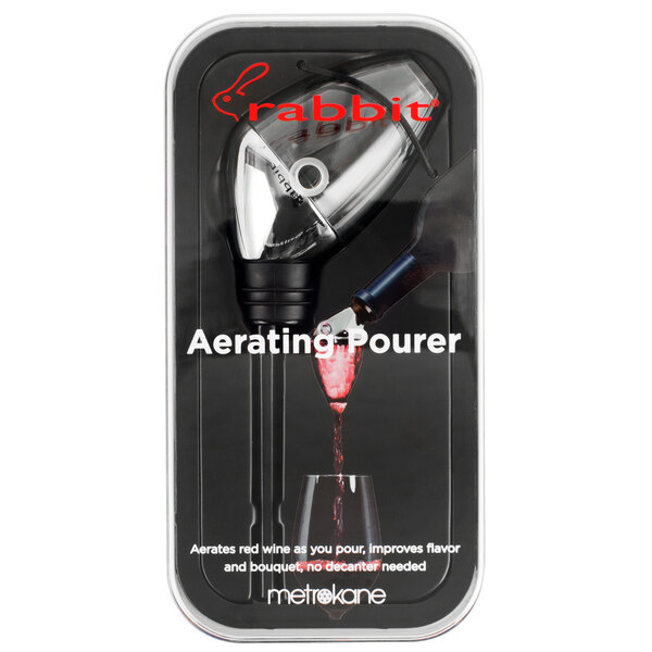 Rabbit W6112N Wine Aerator Pourer - Zinc & Black, Fits Any Bottle