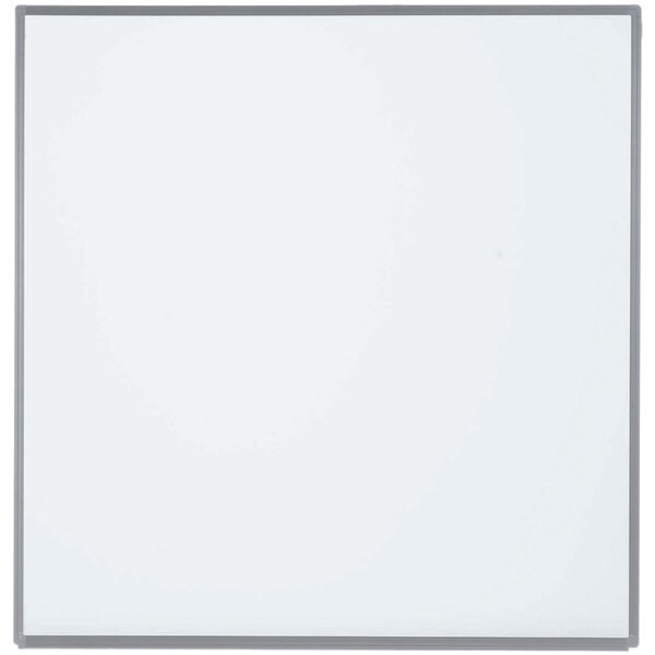 A white rectangular Aarco porcelain enamel markerboard with a gray aluminum frame.