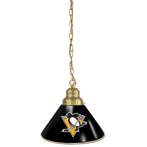 Holland Bar Stool BL1BRPitPen Pittsburgh Penguins Logo Pendant Light with Brass Finish - 120V