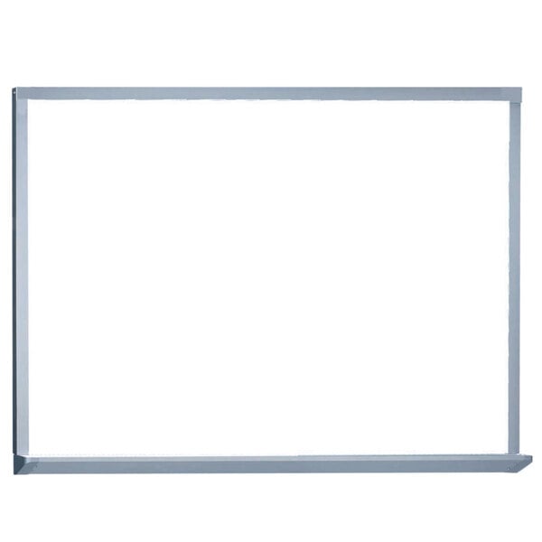 An Aarco white porcelain enamel markerboard with an aluminum frame.