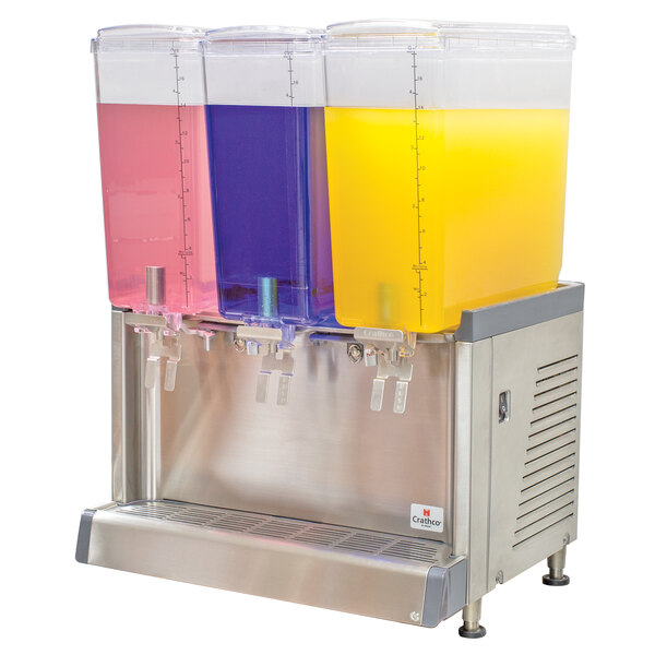 Crathco CS-3L-16-S Simplicity Bubbler Series Triple 4.75 Gallon Pre-Mix Cold Beverage Dispenser with Spray Function
