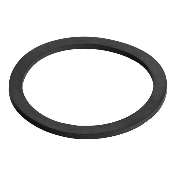 A black rubber waste drain valve gasket with a circular shape.