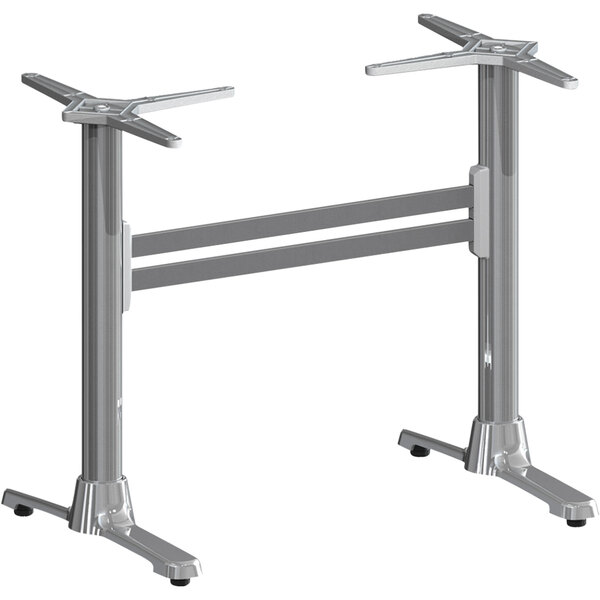 A pair of FLAT Tech polished aluminum table legs.