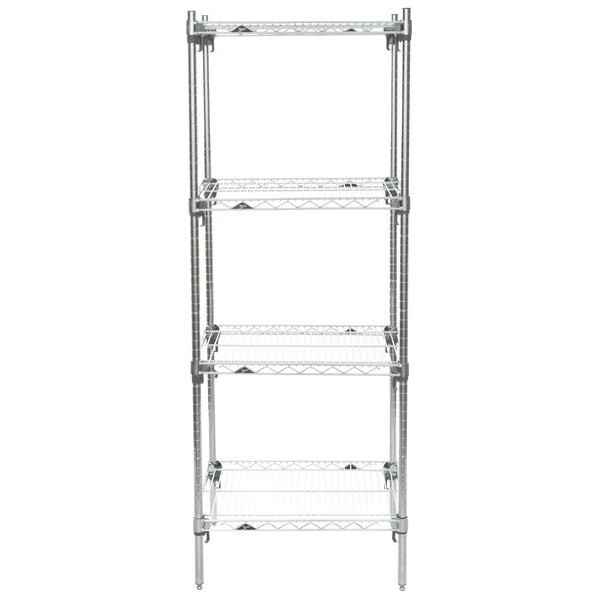 Metro A316C Super Adjustable Chrome Wire Stationary 4Shelf Shelving Unit 18" x 24" x 63"
