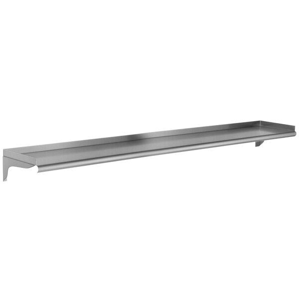 A silver rectangular Eagle Group stainless steel wall mounted shelf.