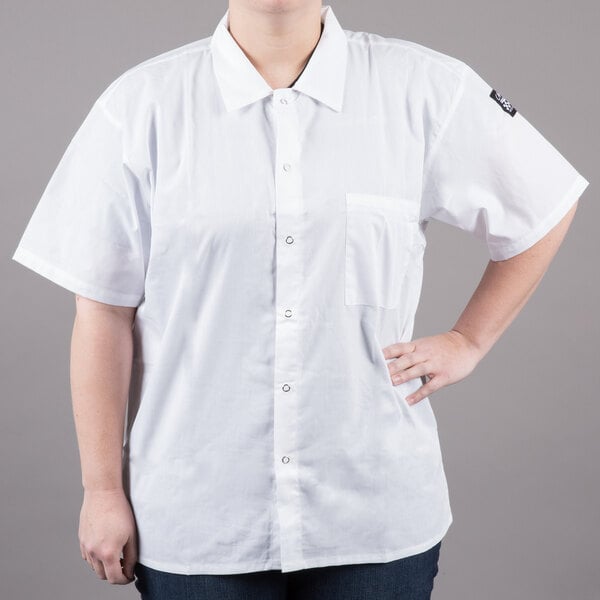 Chef Revival CS006 White Unisex Customizable Short Sleeve Cook Shirt - S