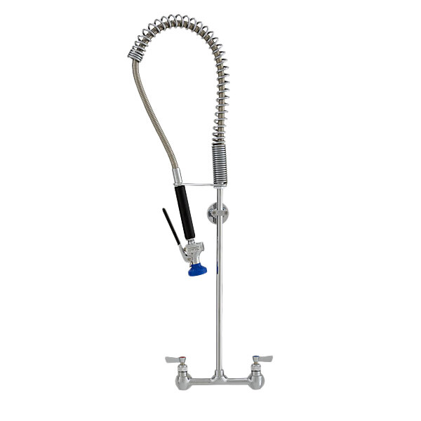 A Fisher stainless steel pre-rinse faucet with hose.