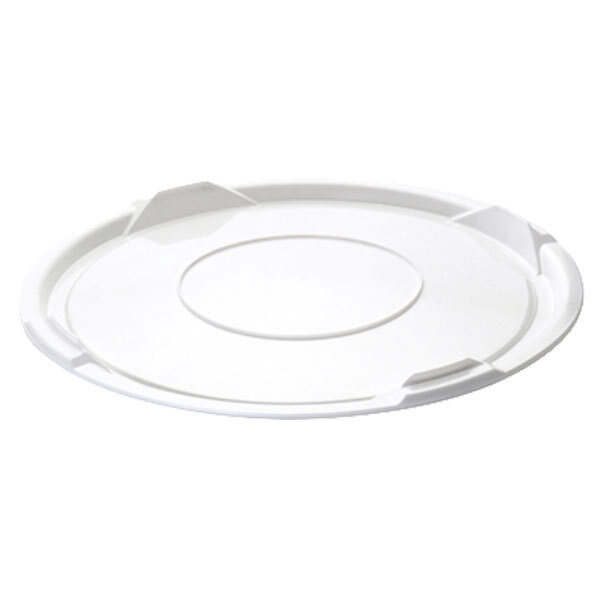A white plastic lid for a round dough proofing box.
