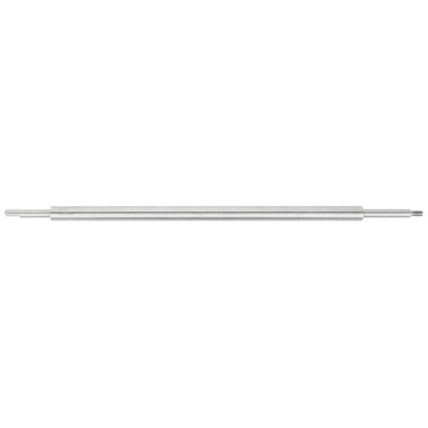 A silver metal rod with a white background.