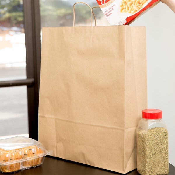 Natural Kraft Paper Shopping Bags 16 L x 6 D x 12.5 H Inches Case of 250 