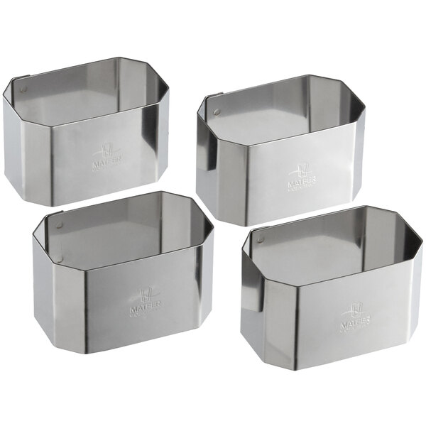 Matfer Bourgeat 375313 2 3/8 x 1 1/4 Stainless Steel Round Cake / Food Ring  Mold - 4/Pack