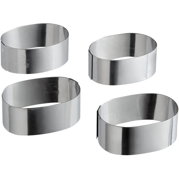 Oval Pointed Shape Matfer Bourgeat Stainless Steel Pastry/Dessert Ring Mold 4PK 375041 3.5 