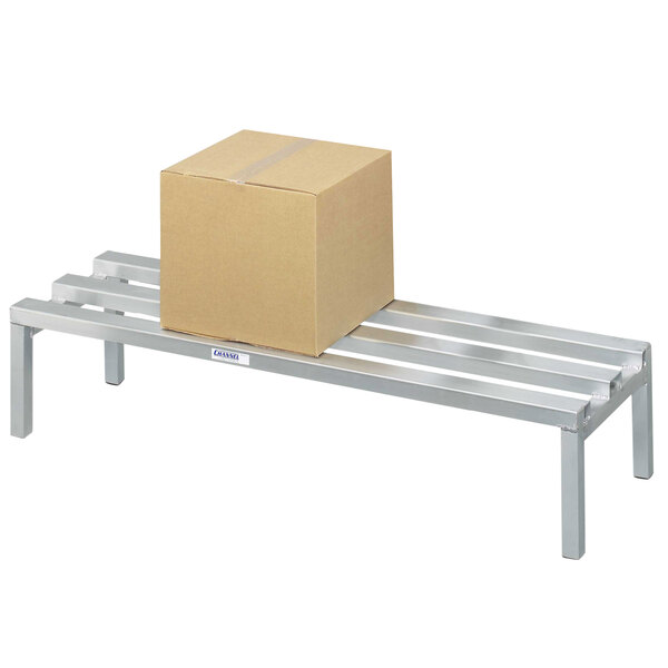 A brown box on a Channel aluminum dunnage rack.