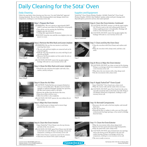 TurboChef DOC1139 Daily Sota Oven Cleaning Poster