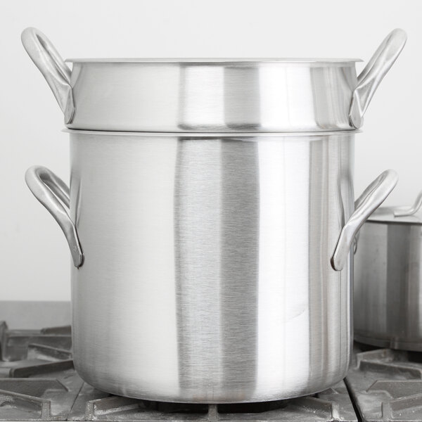 A Vollrath stainless steel double boiler inset.
