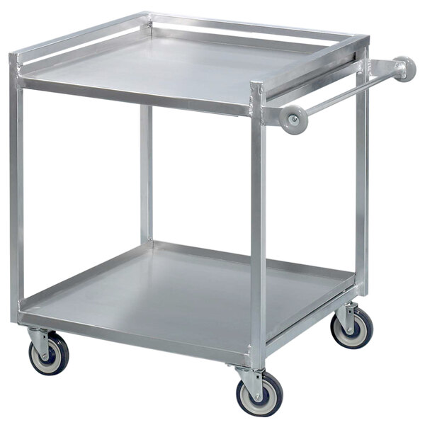 A metal Channel utility cart with two shelves.