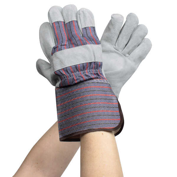 Cordova Striped Canvas Work Gloves with Shoulder Leather Palm Coating