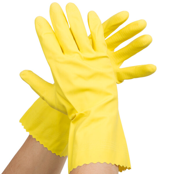 Cordova Latex Rubber Yellow Extra Large 12" Premium 18 Mil Gloves with