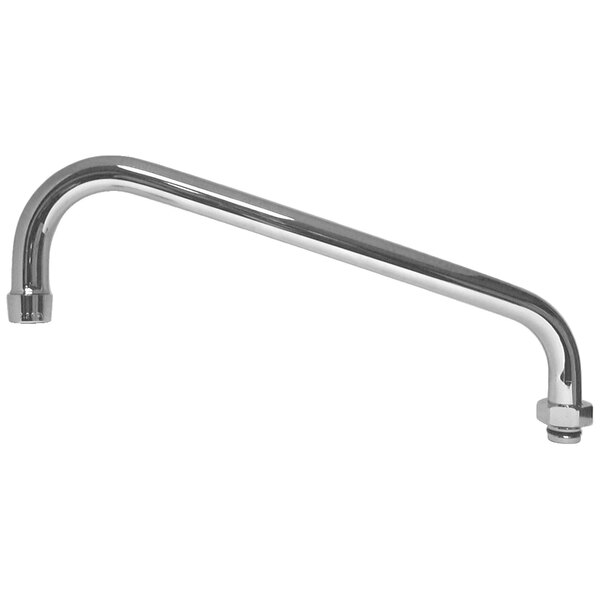 A Fisher stainless steel swing spout with a long silver metal rod.