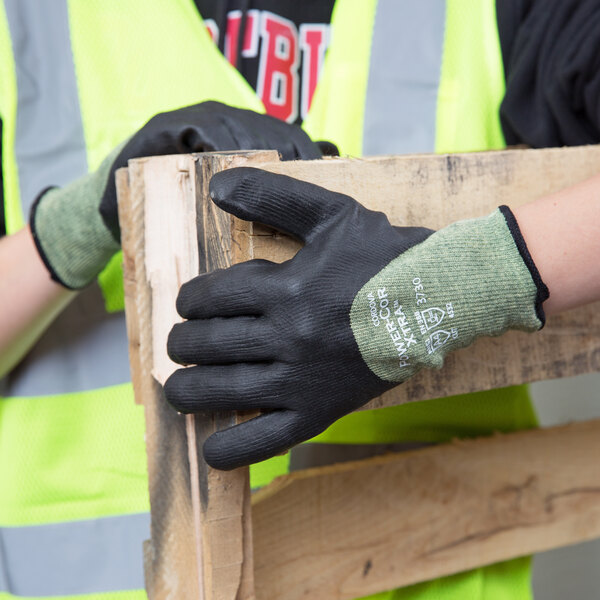 Cordova Power-Cor Kevlar® / Steel / Synthetic Fiber Cut Resistant Gloves with Black Foam Nitrile Palm Coating - Extra Large
