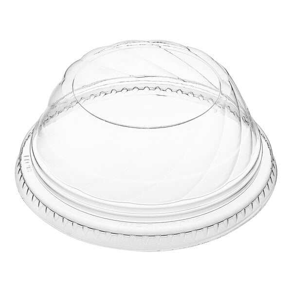 Choice 5-12 oz. Clear Plastic Low Dome Lid, No Hole - 1000/Case