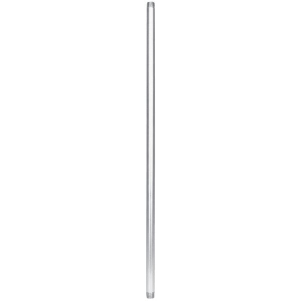 A silver metal tube on a white background.