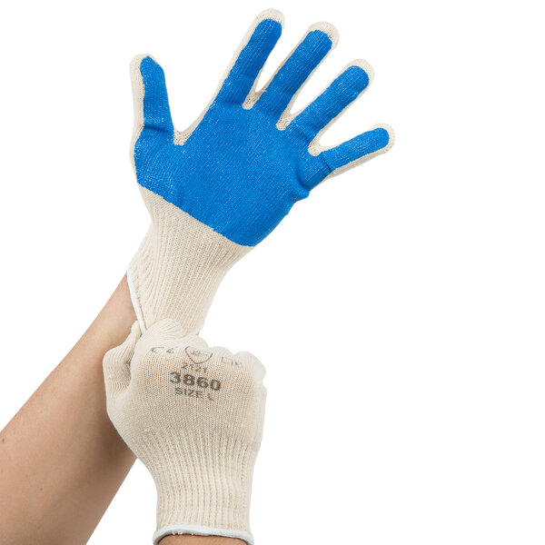 Cordova Natural Cotton Work Gloves with Blue Nitrile Palm Coating