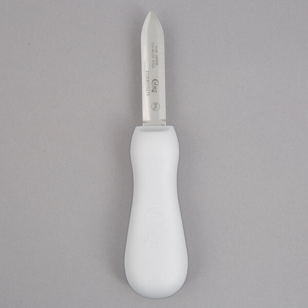 Choice 2 3/4" Providence Style Oyster Knife with White Handle