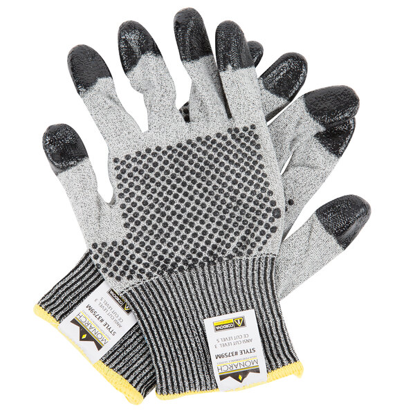 Cordova Monarch Dots Gray Engineered Fiber Cut Resistant Gloves with Two-Sided Nitrile Dotted Coating - Medium - Pair
