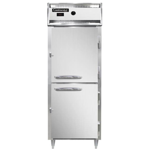 Continental DL1WE-SS-HD 29" Extra-Wide Half Solid Door Reach-In Heated Holding Cabinet - 1500W